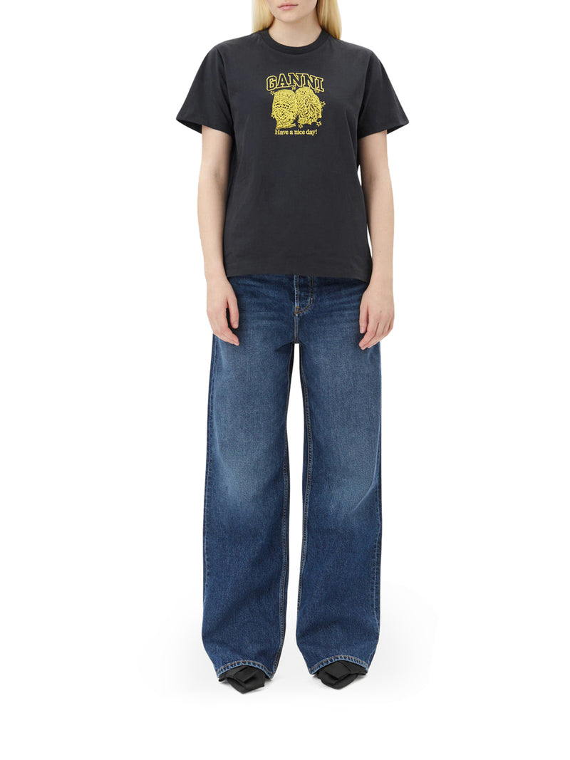 Suitnegozi T-SHIRT RELAXED CON GUFI IN JERSEY NERA Negozio