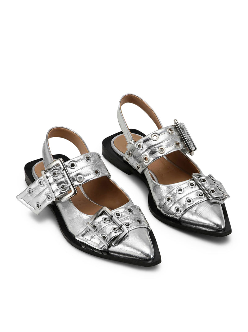 Suitnegozi BALLERINE CON FIBBIA FEMMINILE METALLIZZATA ARGENTO Soddisfazione Garantita