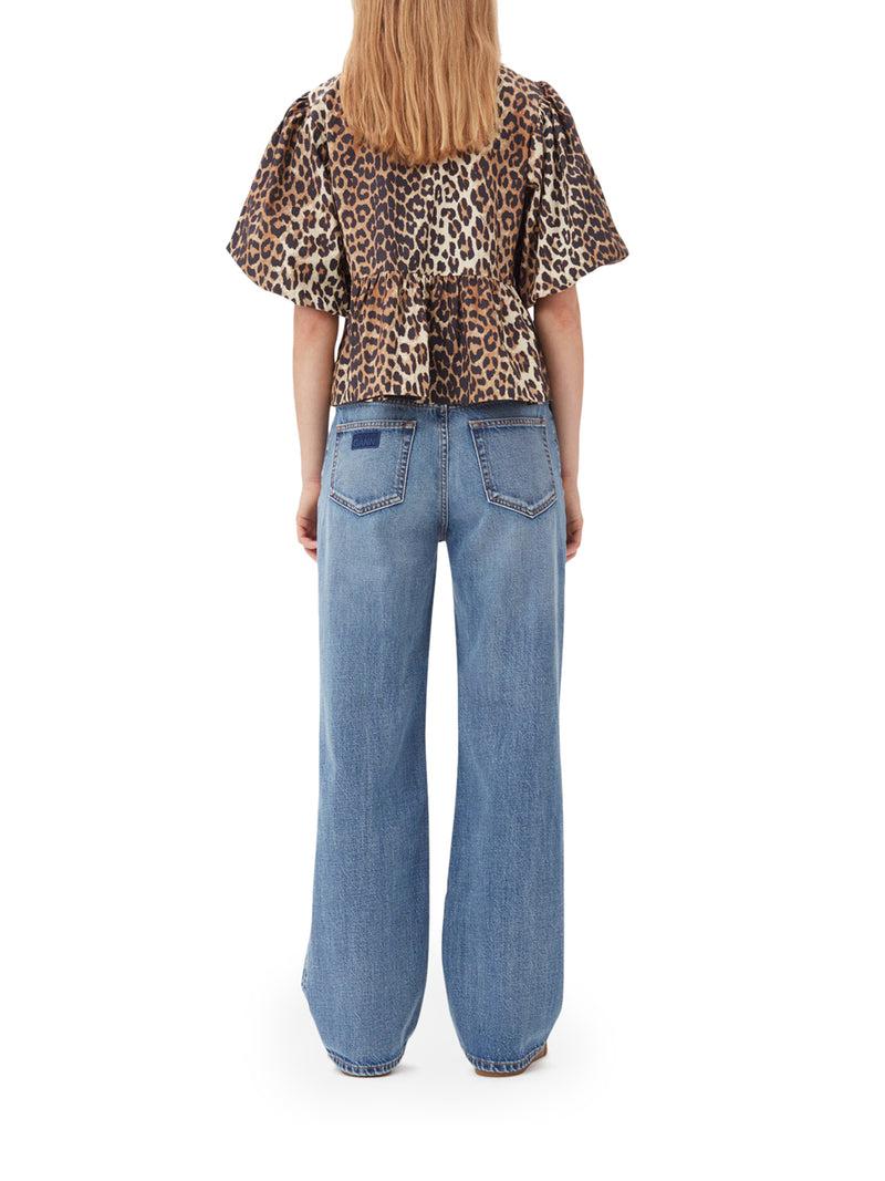 Suitnegozi BLUSA IN POPELINE DI COTONE CON CRAVATTA A PEPLUM LEOPARDATA Convenienza