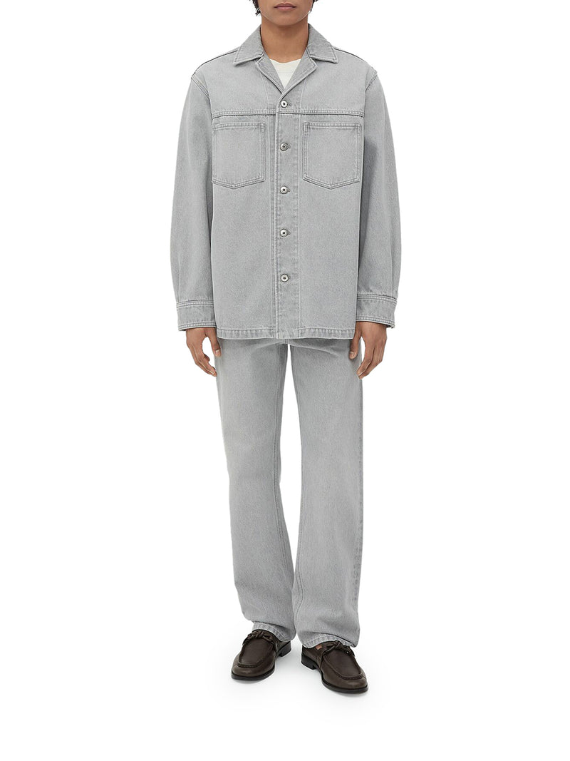 Suitnegozi Camicia in denim lavaggio Light Grey Vendita Calda