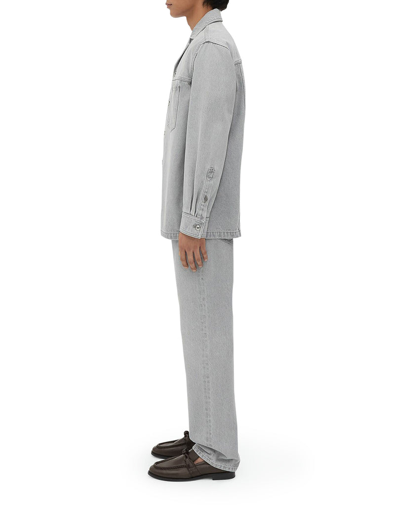 Suitnegozi Camicia in denim lavaggio Light Grey Vendita Calda