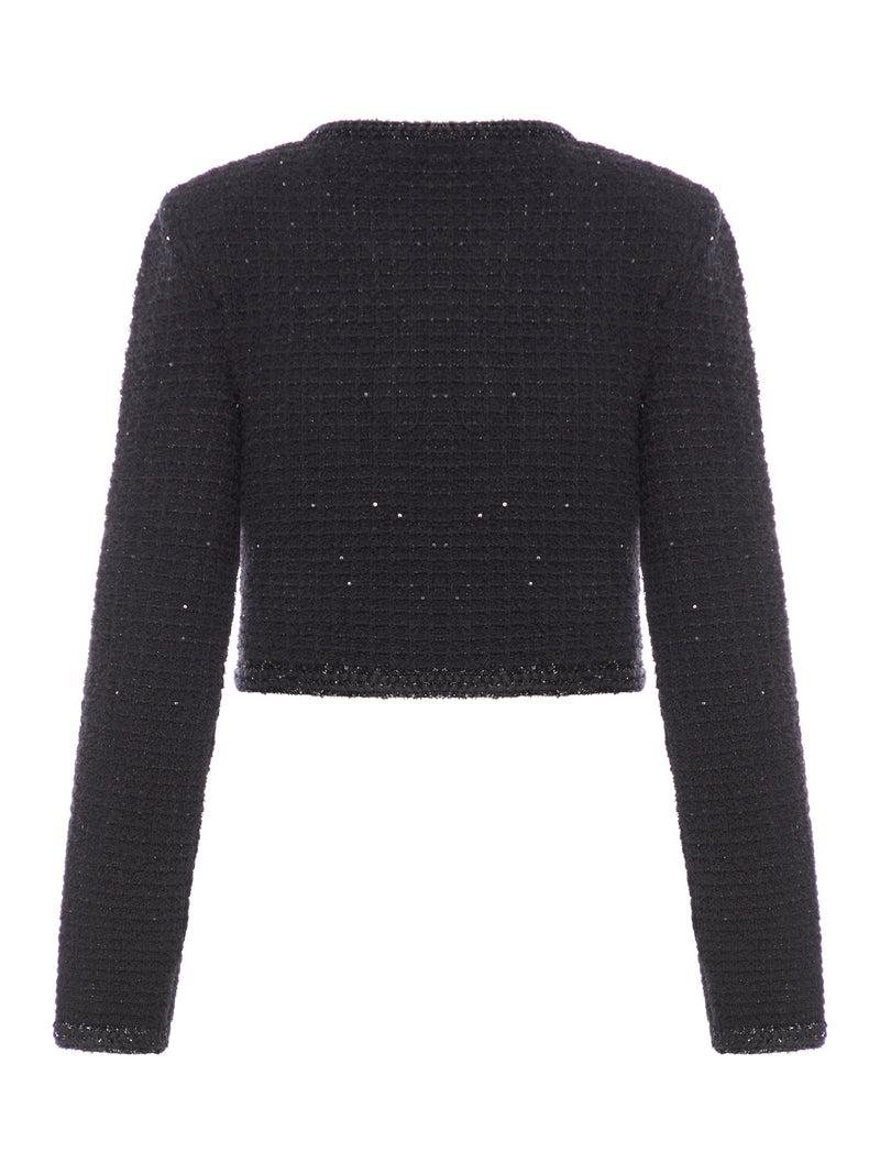Suitnegozi Giacca in maglia nera testurizzata Soddisfazione Garantita