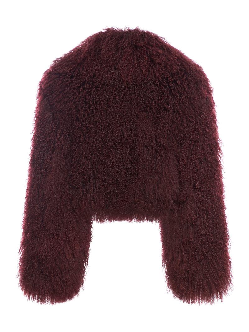 Suitnegozi Giacca il pelle dal pelo riccio bordeaux Vendite Flash