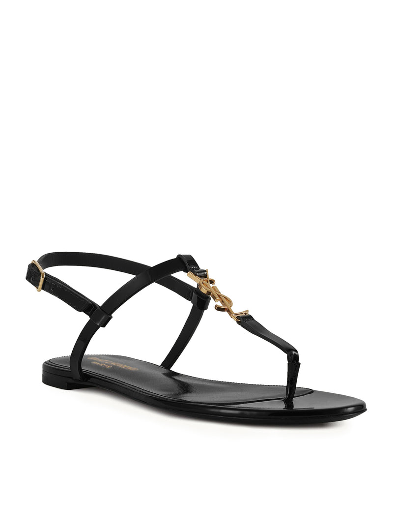 Suitnegozi SANDALI PIATTI CASSANDRA IN PELLE VERNICIATA CON MONOGRAMMA DORATO Acquista Ora