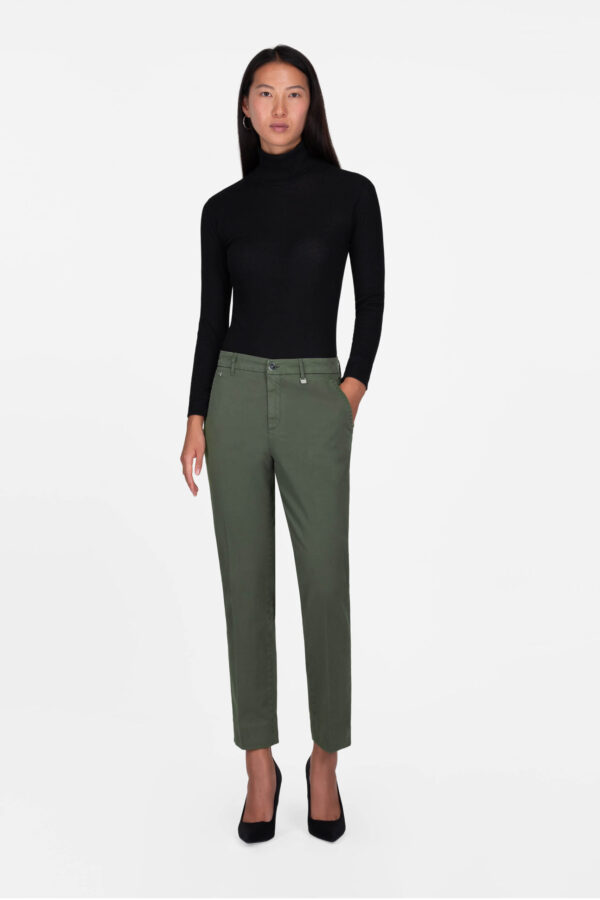 Sartoria Tramarossa PANTALONE ADELE SLIM IN COTONE VERDE
