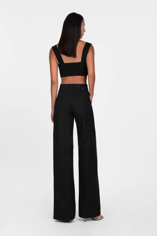 Sartoria Tramarossa PANTALONE AMELIA WIDE LEG IN GABARDINA DI COTONE NERO Convenienza