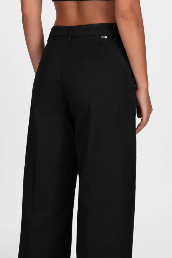 Sartoria Tramarossa PANTALONE AMELIA WIDE LEG IN GABARDINA DI COTONE NERO Convenienza