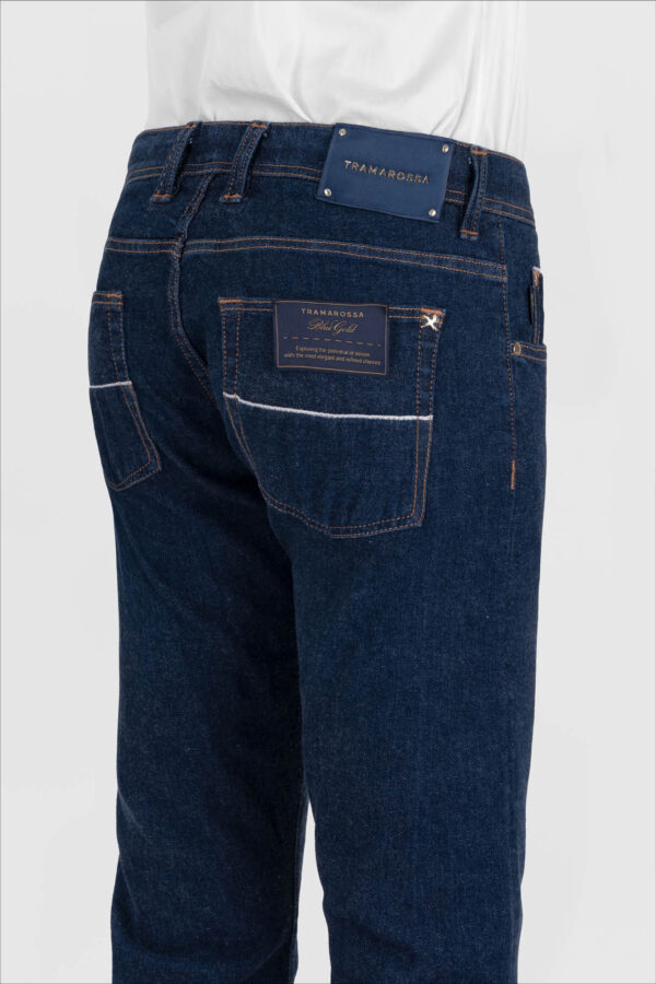 Sartoria Tramarossa JEANS LEONARDO BUTTONS REGULAR BLUE GOLD IN DENIM BLU SCURO Cyber Monday