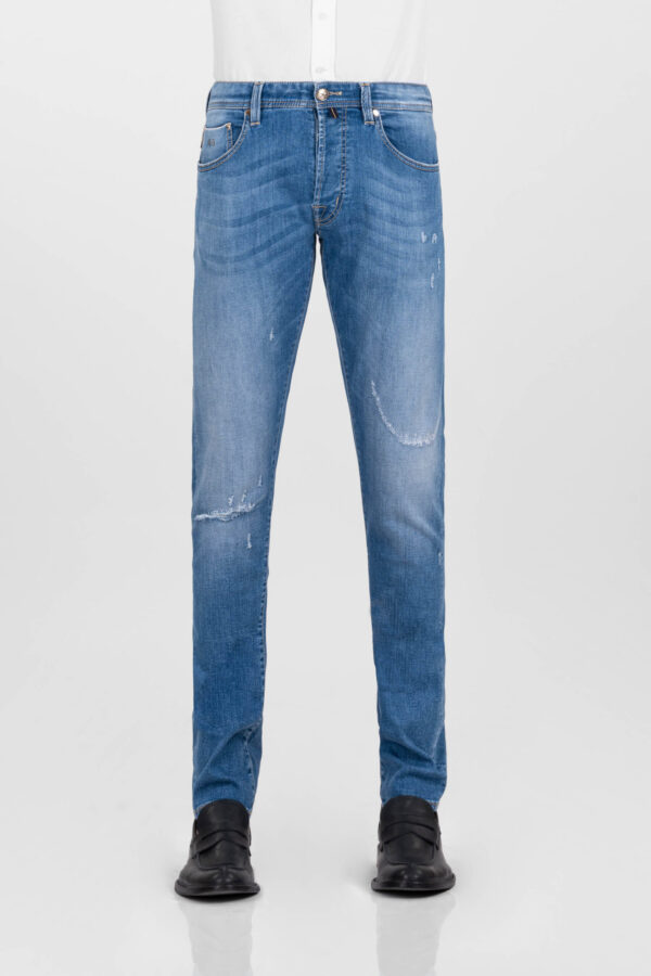 Sartoria Tramarossa JEANS LEONARDO BUTTONS REGULAR BLUE GOLD IN DENIM BLU MEDIO Vendita Economica