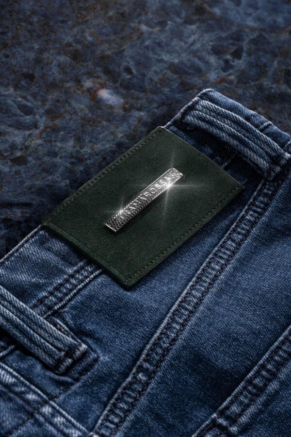 Sartoria Tramarossa JEANS LEONARDO BUTTONS REGULAR IN ZIRCONI NERI BLU MEDIO I Più Venduti