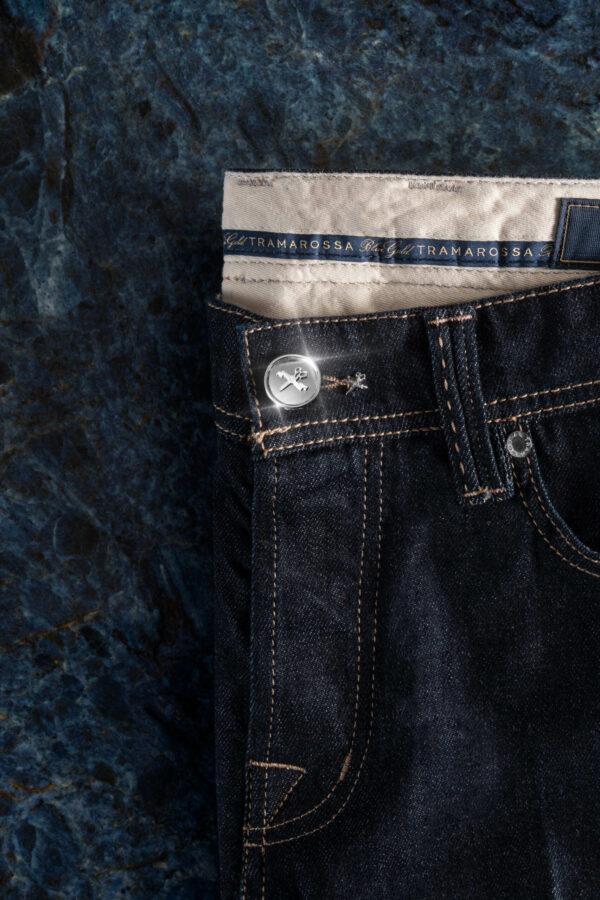 Sartoria Tramarossa JEANS LEONARDO BUTTONS REGULAR IN DENIM ARGENTO 925 BLU SCURO Vendite Flash