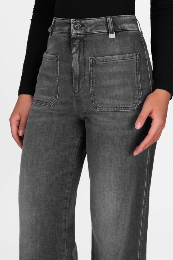 Sartoria Tramarossa JEANS VIRGINIA WIDE LEG IN DENIM NERO Sottocosto