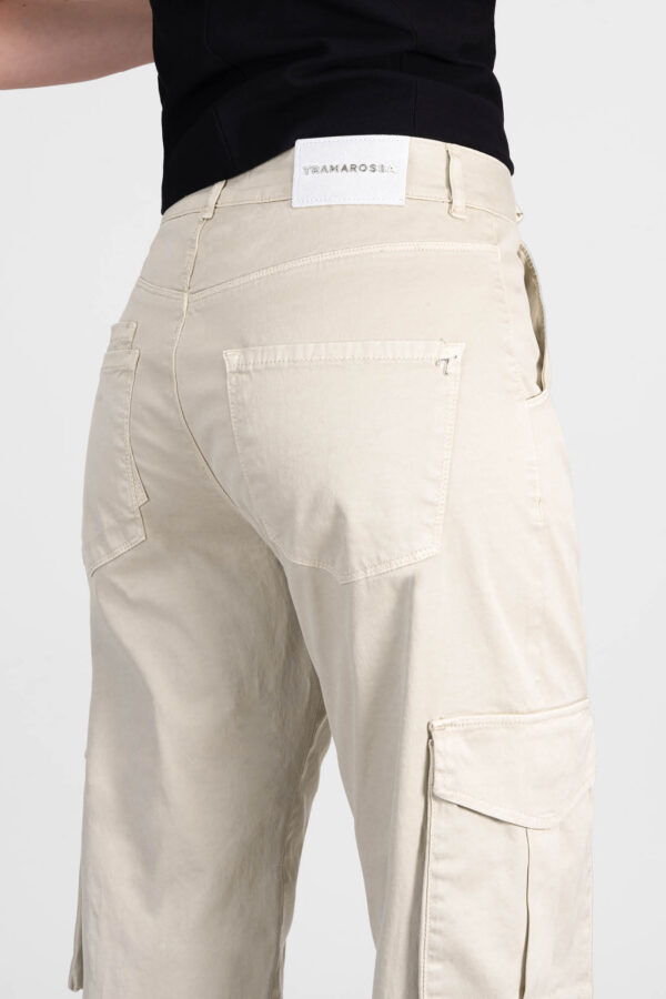 Sartoria Tramarossa PANTALONE LUCIA MUM IN GABARDINA DI COTONE BEIGE In Vendita
