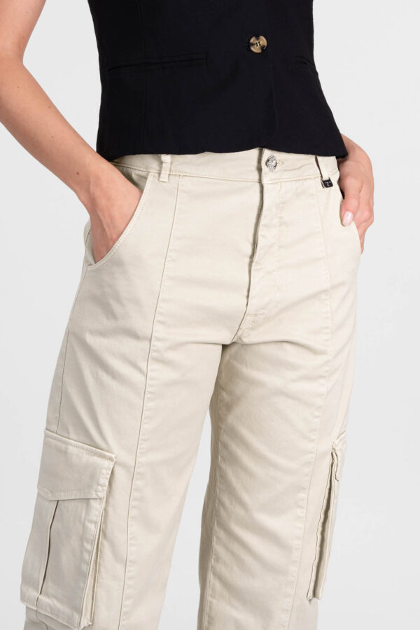 Sartoria Tramarossa PANTALONE LUCIA MUM IN GABARDINA DI COTONE BEIGE In Vendita