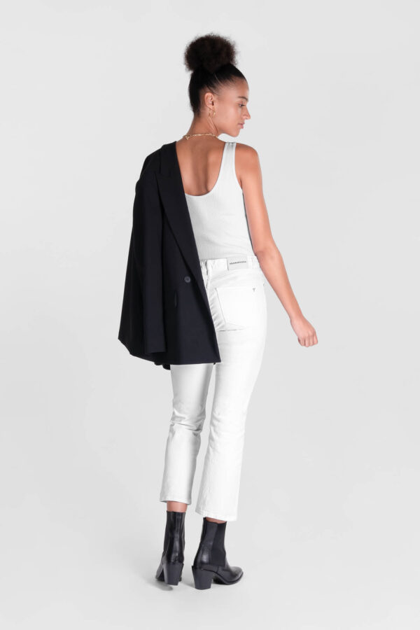Sartoria Tramarossa PANTALONE MONICA FLARE CUT FLARE IN BULL DI COTONE BIANCO In Saldo