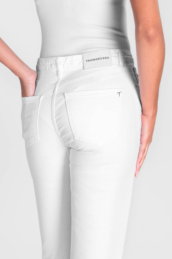 Sartoria Tramarossa PANTALONE MONICA FLARE CUT FLARE IN BULL DI COTONE BIANCO In Saldo