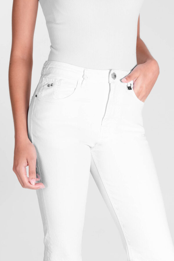 Sartoria Tramarossa PANTALONE MONICA FLARE CUT FLARE IN BULL DI COTONE BIANCO In Saldo