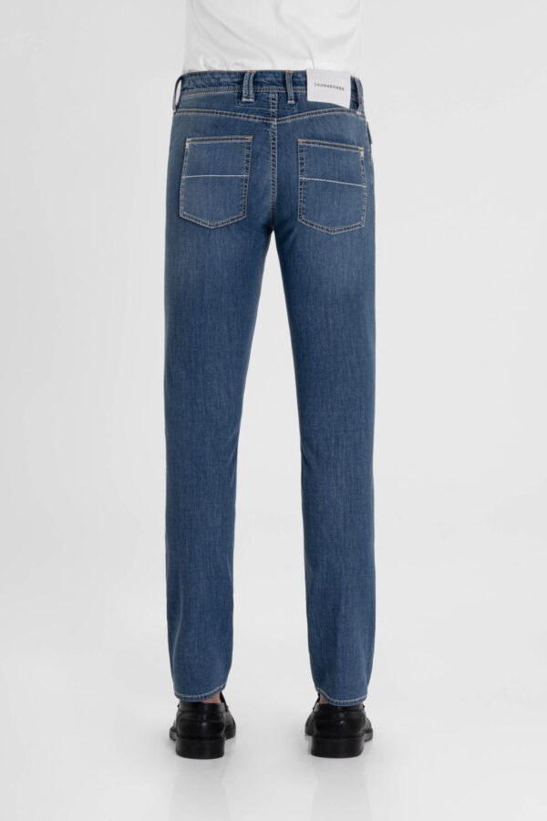 Sartoria Tramarossa JEANS MICHELANGELO ZIP REGULAR IN DENIM SUPER LEGGERO BLU MEDIO Negozi Online