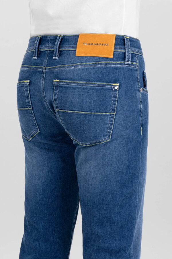 Sartoria Tramarossa MICHELANGELO ZIP SS SLIM MEDIUM BLUE STRETCH DENIM JEANS Fino Al -60%