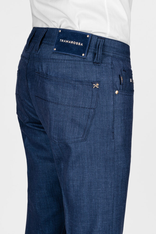 Sartoria Tramarossa PANTALONE MICHELANGELO ZIP REGULAR IN LANA LORO PIANA BLU MEDIO Promozione Limitata