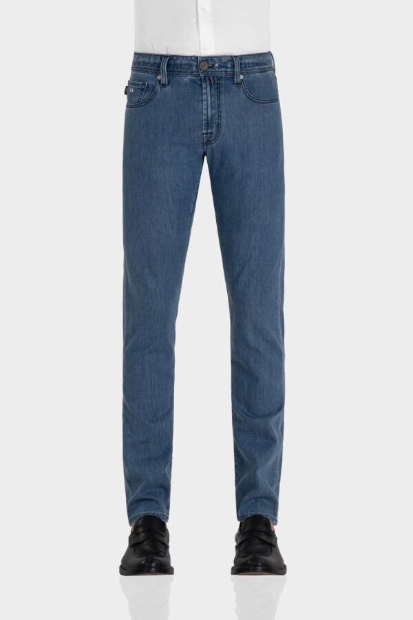 Sartoria Tramarossa JEANS MICHELANGELO ZIP REGULAR IN DENIM SETA BLU MEDIO