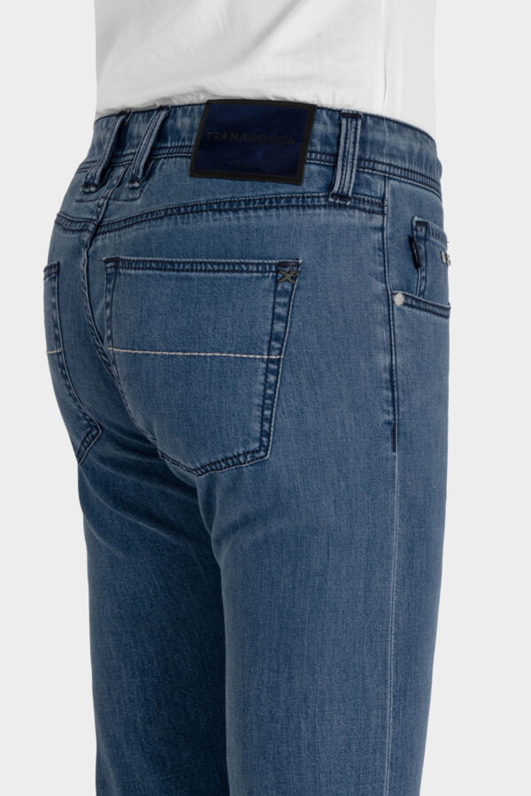 Sartoria Tramarossa JEANS MICHELANGELO ZIP REGULAR IN DENIM SETA BLU MEDIO Convenienza