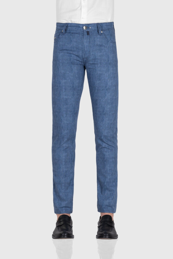Sartoria Tramarossa PANTALONE MICHELANGELO ZIP REGULAR IN DENIM STAMPATO BLU MEDIO
