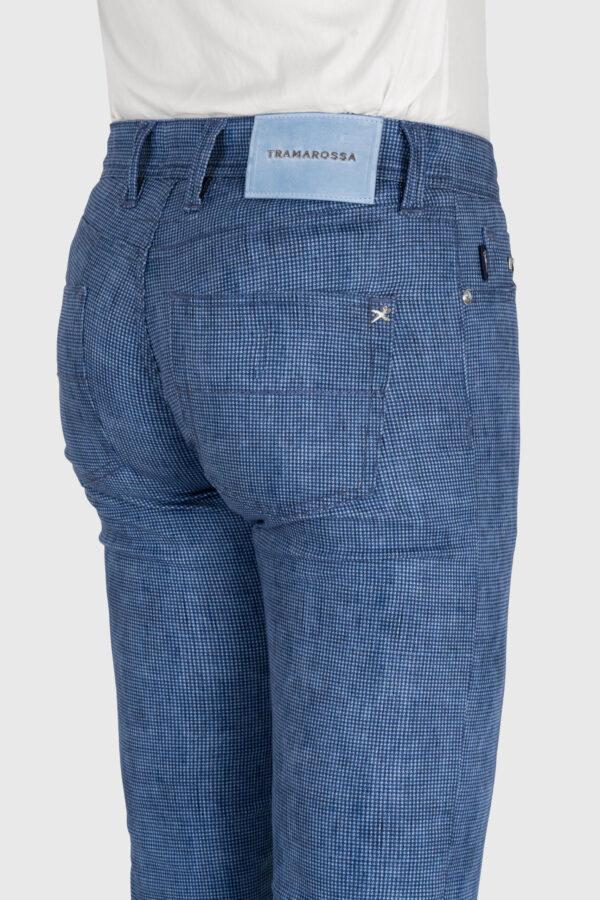 Sartoria Tramarossa PANTALONE MICHELANGELO ZIP REGULAR IN DENIM STAMPATO BLU MEDIO Novità