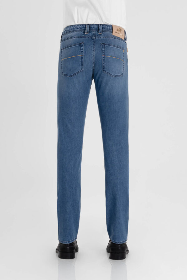 Sartoria Tramarossa JEANS MICHELANGELO ZIP REGULAR IN DENIM SETA BLU MEDIO Presa