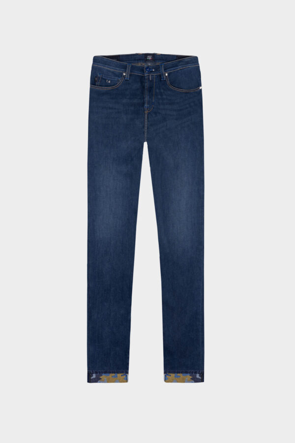 Sartoria Tramarossa JEANS LEONARDO ZIP SS SLIM IN DENIM CON STAMPA INTERNA BLU SCURO Online