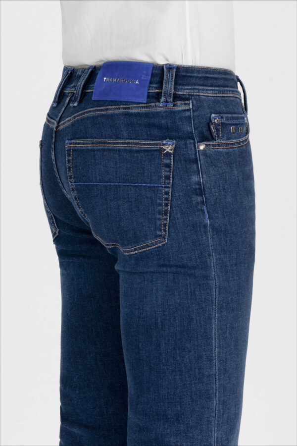 Sartoria Tramarossa JEANS LEONARDO ZIP SS SLIM IN DENIM CON STAMPA INTERNA BLU SCURO Online