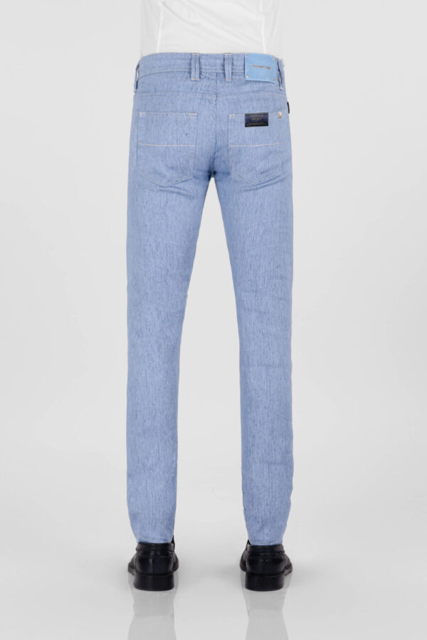 Sartoria Tramarossa PANTALONE LEONARDO BUTTONS REGULAR IN LINO BLU CHIARO Saldi