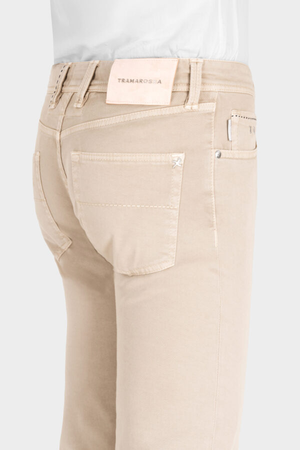 Sartoria Tramarossa PANTALONE LEONARDO BUTTONS REGULAR IN BULL DI COTONE BEIGE Vendita Economica