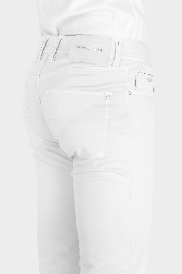 Sartoria Tramarossa PANTALONE LEONARDO BUTTONS REGULAR IN BULL DI COTONE WHITE Saldi Di Fabbrica