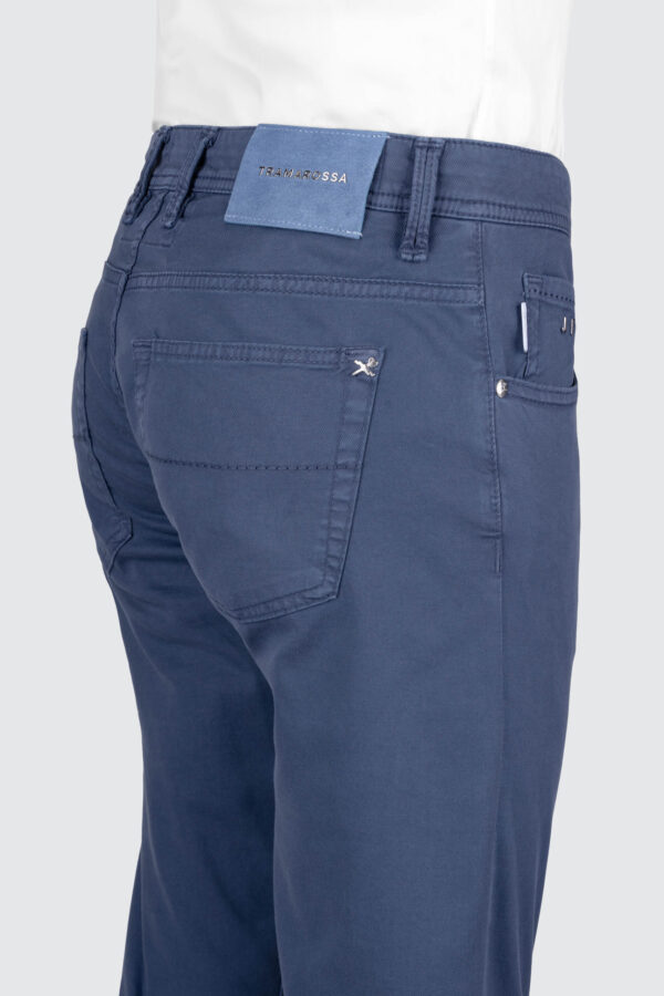 Sartoria Tramarossa PANTALONE LEONARDO BUTTONS REGULAR IN GABARDINA LEGGERA DI COTONE STRETCH BLU MEDIO I Più Venduti