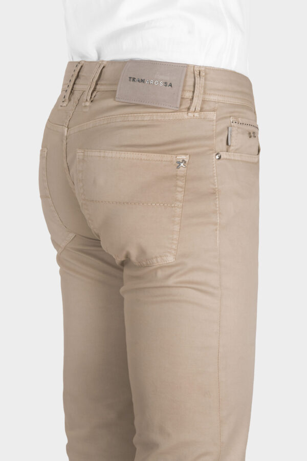 Sartoria Tramarossa PANTALONE LEONARDO BUTTONS REGULAR IN GABARDINA LEGGERA DI COTONE STRETCH BEIGE Vendite Flash
