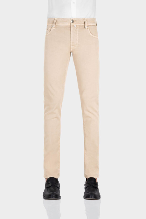 Sartoria Tramarossa PANTALONE LEONARDO BUTTONS REGULAR IN GABARDINA LEGGERA DI COTONE STRETCH BEIGE Negozio