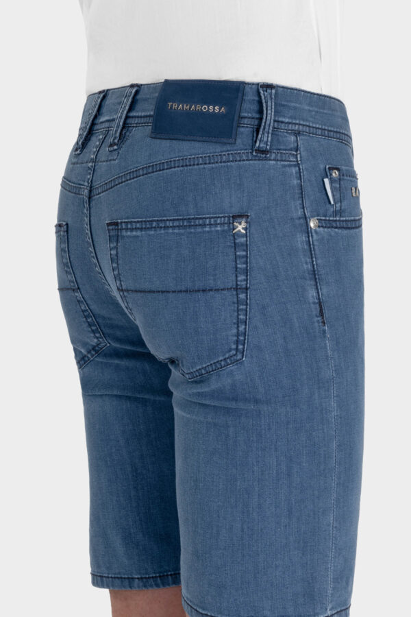 Sartoria Tramarossa JEANS ASCANIO CORTO IN DENIM SUPER LEGGERO BLU MEDIO Nuova