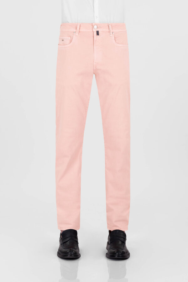 Sartoria Tramarossa PANTALONE MICHELANGELO ZIP SS REGULAR IN GABARDINA DI COTONE STRETCH ROSA Moda