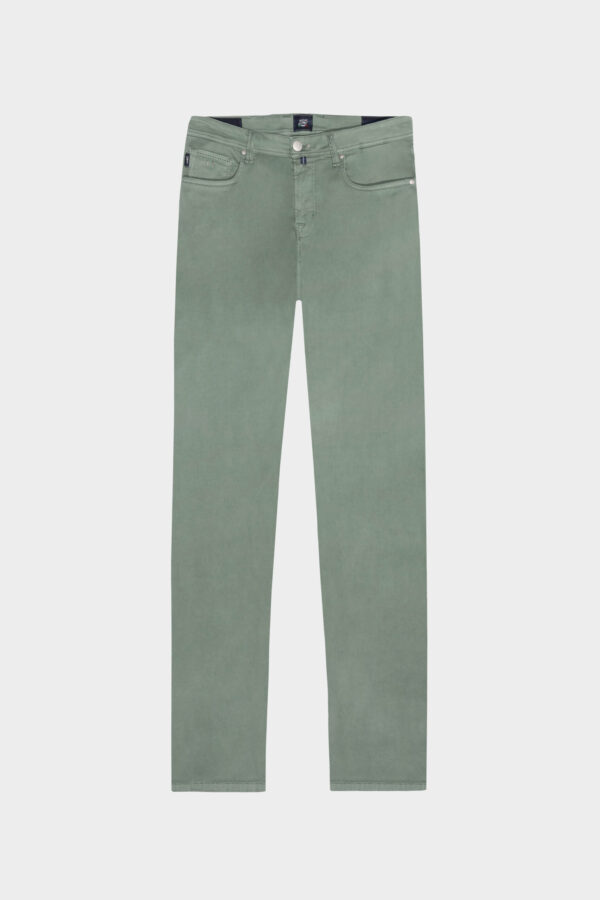 Sartoria Tramarossa PANTALONE MICHELANGELO ZIP SS REGULAR IN GABARDINA DI COTONE STRETCH VERDE 2025