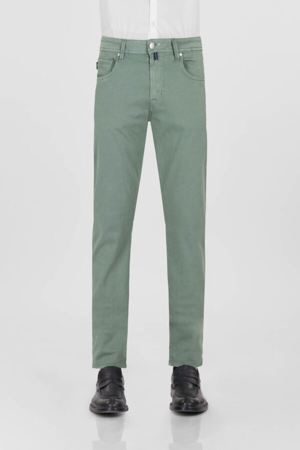 Sartoria Tramarossa PANTALONE MICHELANGELO ZIP SS REGULAR IN GABARDINA DI COTONE STRETCH VERDE 2025