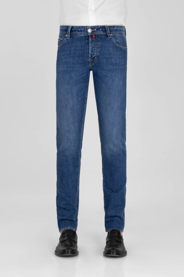Sartoria Tramarossa JEANS LEONARDO BUTTONS REGULAR IN DENIM BLU MEDIO Italy