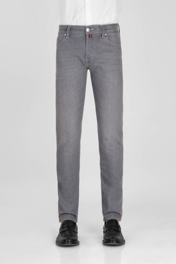 Sartoria Tramarossa JEANS LEONARDO BUTTONS REGULAR IN DENIM GRIGIO In Linea