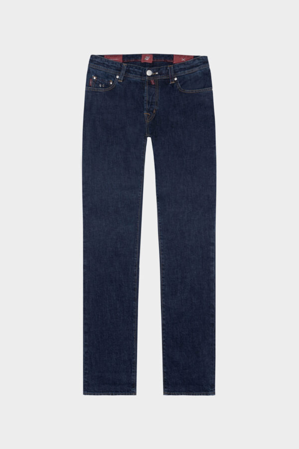 Sartoria Tramarossa JEANS LEONARDO BUTTONS REGULAR IN DENIM BLU SCURO Nuovo