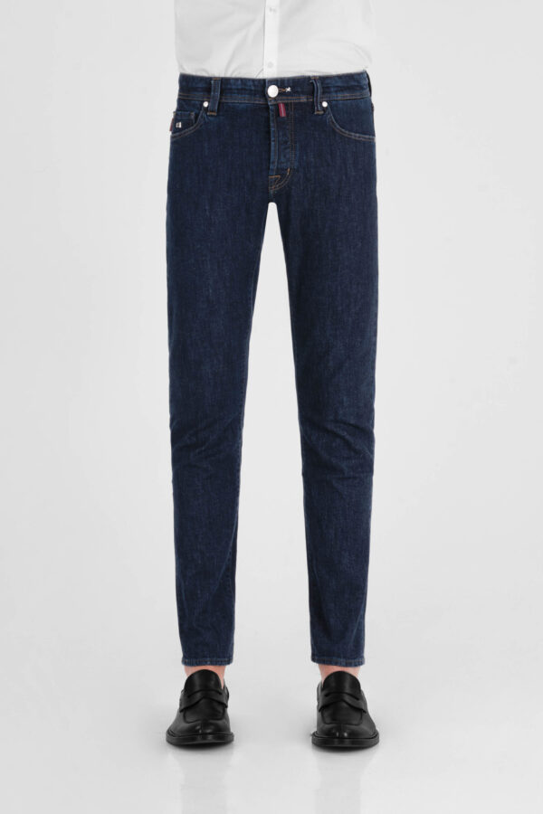 Sartoria Tramarossa JEANS LEONARDO BUTTONS REGULAR IN DENIM BLU SCURO Nuovo
