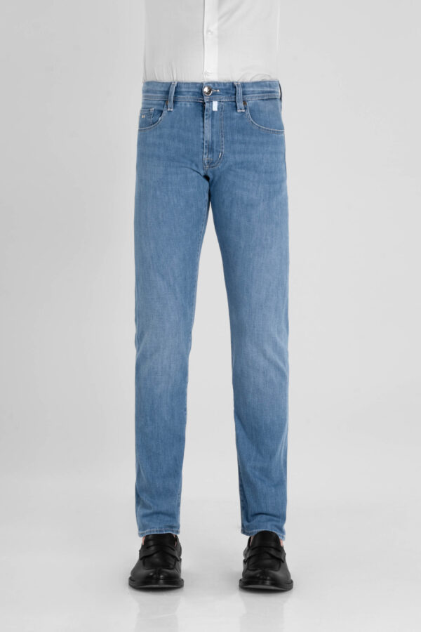 Sartoria Tramarossa JEANS MICHELANGELO ZIP REGULAR IN DENIM LEGGERO BLU CHIARO Comprare a buon mercato