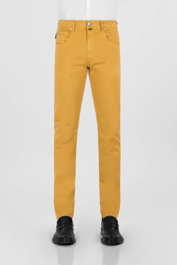 Sartoria Tramarossa PANTALONE LEONARDO ZIP SS SLIM IN GABARDINA DI COTONE STRETCH GIALLO Soddisfazione Garantita