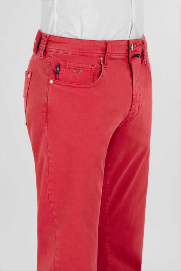 Sartoria Tramarossa PANTALONE LEONARDO ZIP SS SLIM IN GABARDINA DI COTONE STRETCH ROSSO Qualità Garantita