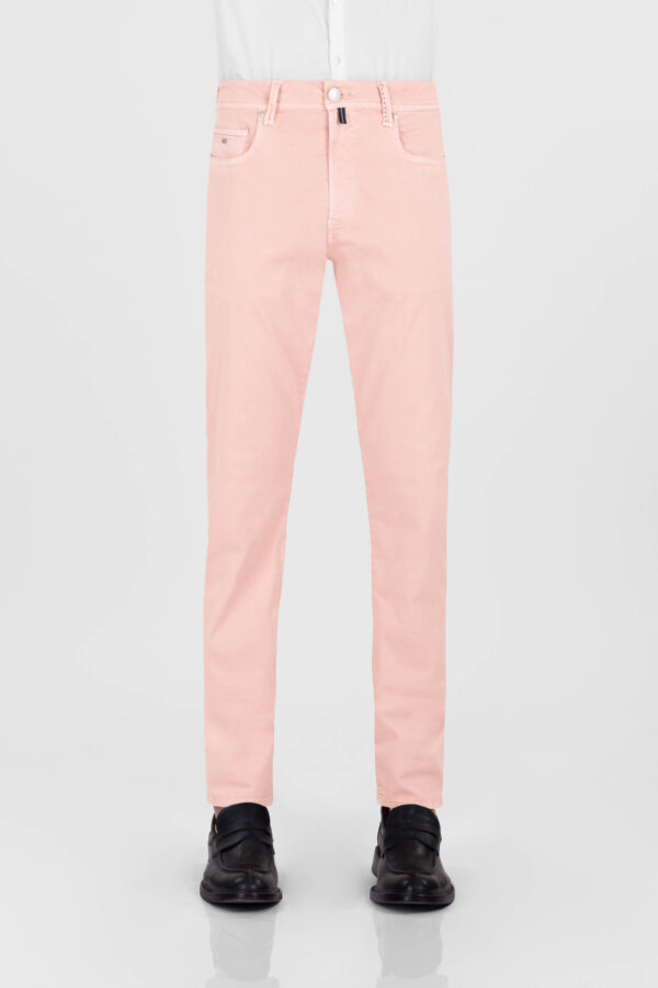 Sartoria Tramarossa PANTALONE LEONARDO ZIP SS SLIM IN GABARDINA DI COTONE STRETCH ROSA Shopping online