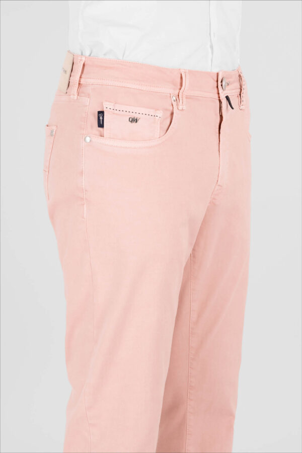 Sartoria Tramarossa PANTALONE LEONARDO ZIP SS SLIM IN GABARDINA DI COTONE STRETCH ROSA Shopping online